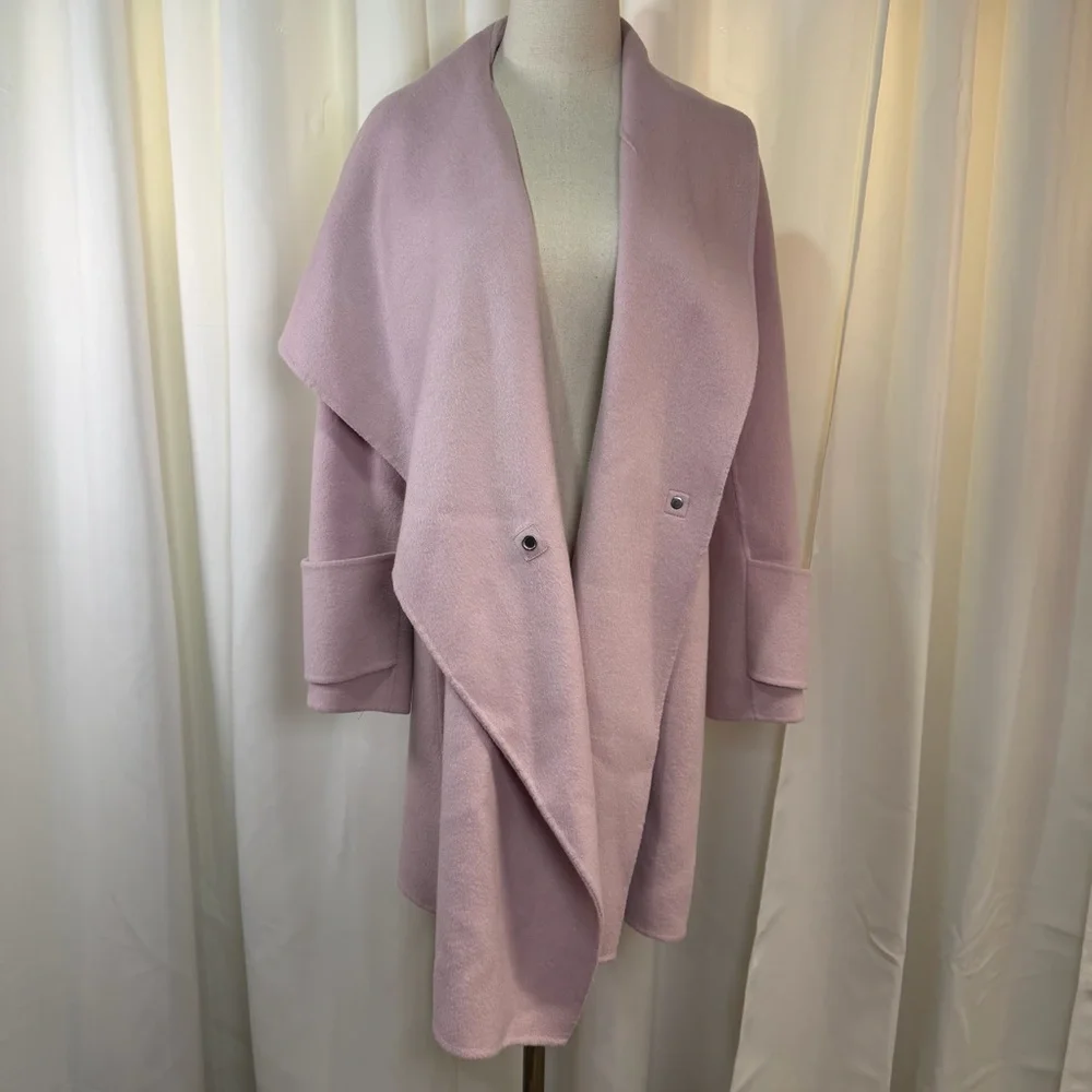 Vince ‘Drape Front Wool Coat’ in “Orchid” Lilac Purple / Light Pink Size Medium - Picture 4 of 16
